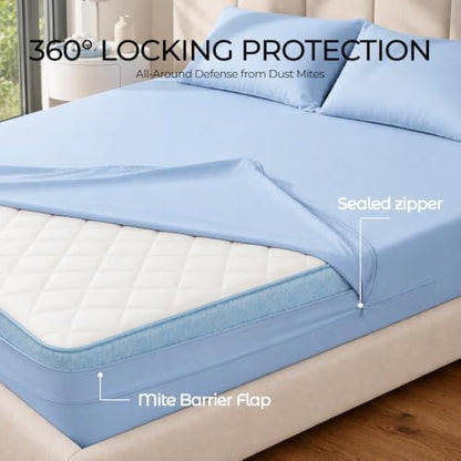 FAUNNA 100% Cotton Bed Bug Dust Mite Mattress Protector Cover Full 16 Deep