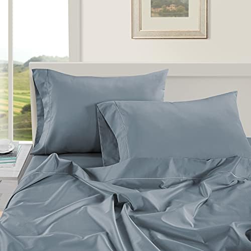LANE LINEN Luxury Hotel Style 100% Egyptian Cotton Bed Sheets King Size – Mercerized Cotton, No-Pill, Fade-Resistant, Sustainably Produced King Bedding Set – Riviera Mist