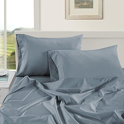 LANE LINEN Luxury Hotel Style 100% Egyptian Cotton Bed Sheets King Size – Mercerized Cotton, No-Pill, Fade-Resistant, Sustainably Produced King Bedding Set – Riviera Mist