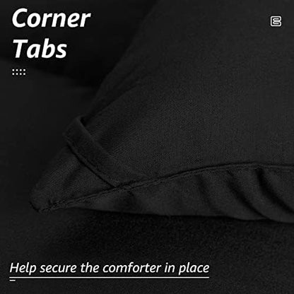 HYLEORY All Season Full Size Bed Comforter - Cooling Down Alternative Quilted Duvet Insert with Corner Tabs - Winter Warm - Machine Washable - Black