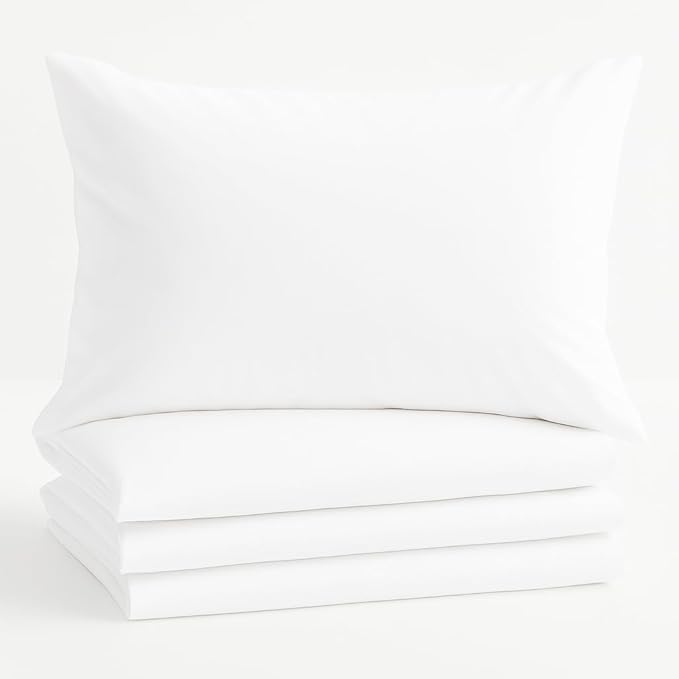 Comfort Beddings Queen Pillowcases Set of 4 – 100% Organic Cotton, 600 Thread Count Sateen, Soft & Comfy Pillow Covers with Envelope Closure, White, Queen Size 20 x 30 Inches