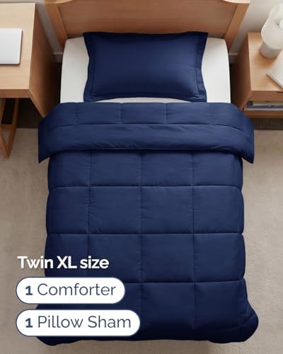 Twin XL Comforter Set - Navy Bedding for All Seasons - 2 Piece Bed Set
