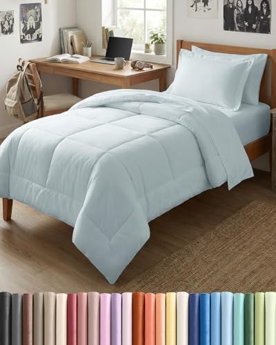 Twin XL Comforter Set - 5 Piece Bed in a Bag Twin XL Size - Ice Blue