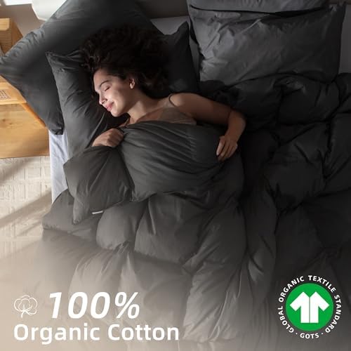 Goose Feather Down Comforter California King,Organic Cotton Duvet Insert