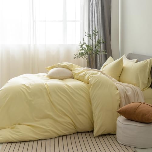 FOSSA Duvet Cover Set 100% Washed Cotton Linen Feel Super King