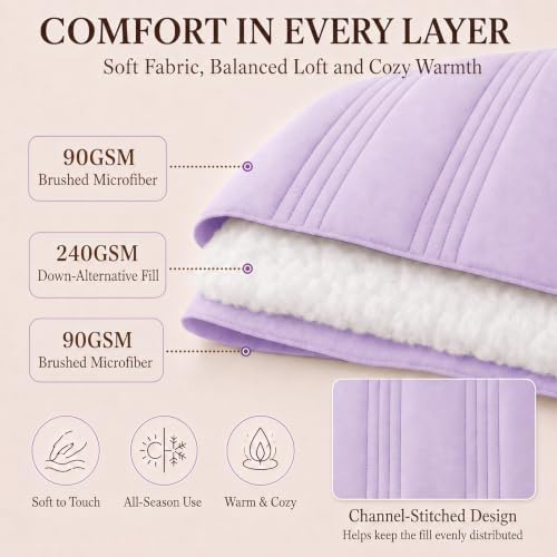 CozyLux King Size Comforter Set Lavender- 7 Pieces Bed in a Bag