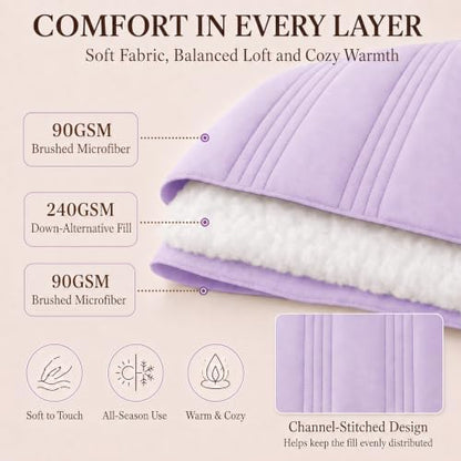 CozyLux King Size Comforter Set Lavender- 7 Pieces Bed in a Bag