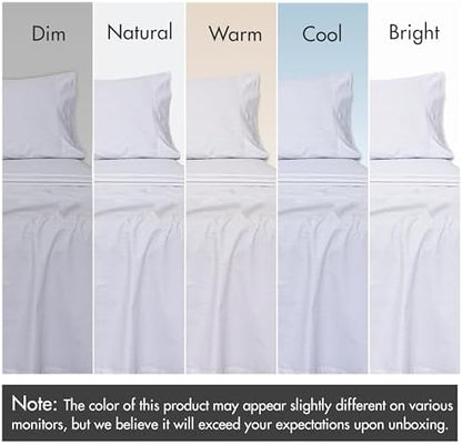 RUVANTI 100% Cotton Queen Sheets, Percale Queen Sheet Set, Grey Pinn Stripe