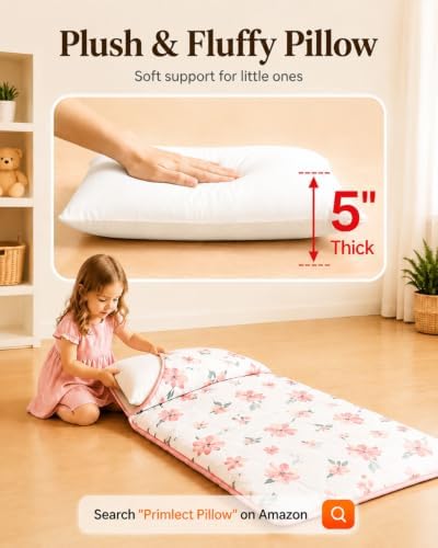 Primlect Toddler Nap Mat with Pillow, Thickened Extra Large Sleeping Bag