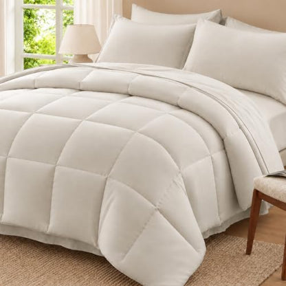 Anluoer Queen Comforter Set 7 Piece, Soft Bed in a Bag Queen Bedding Sets