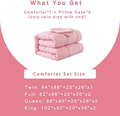 DOWNCOOL Full Size Comforter Sets -All Season Bedding Comforters Sets with 2 Pillow Cases -3 Pieces Bed Set Down Alternative Comforter Set -Pink Bedding Sets Full(82"x86")