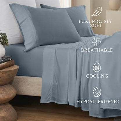 KARISSA MAE 6 Piece Luxury Bamboo Viscose King Sheet Set, 4 Pillowcases