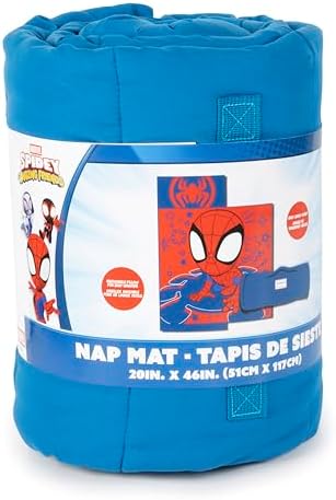 Jay Franco Kids Nap Mat with Embedded Pillow & Blanket – Soft 46"x20" Microfiber Sleeping Bag with Name Tag & Handle for School, Travel, Sleepover