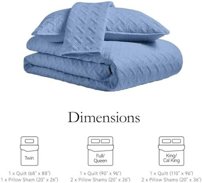FLYMME Bluish Grey Twin Quilt Bedding Set Thin Lightweight Bedspreads,Soft Microfiber Bed Coverlet for All Season (1 Quilt, 1Sham)