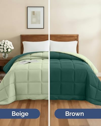 Twin XL Comforter Set - Emerald/Light Sage All Season Bedding - 2 Piece Set