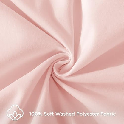 Andency Blush Ruffle Duvet Cover Queen, Shabby Chic Farmhouse Bedding Set