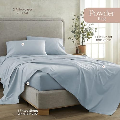 Whisper Organics 100% Organic Cotton Bed Sheets with Deep Pocket 4 Pc. Set