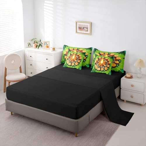 Erosebridal Campfire 7 Piece Queen Comforter Set Forest Tree Stump Comforter Set Happy Camping Camper Bedding Sets for Kids Boys Girls Woodland Campsite Summer Adventure Sheet Set with Comforter