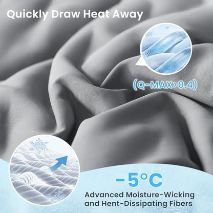 HYLEORY Cooling Comforter Queen Size - Summer Cooling Blanket for Hot Sleepers/Night Sweats, Double-Sided Cold Touch Silky Ice Comforters, Breathable Lightweight Beddings, Cool Gray, 90"x90"