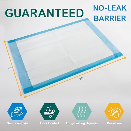 MED PRIDE Disposable Underpads 17x24 in,Super Absorbent,Incontinence,300 Ct