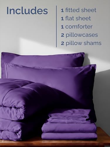 Queen Comforter Set - 7 Piece Bed in a Bag Queen Size Bed Set - Purple