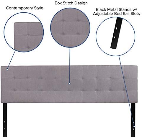 Flash Furniture Bedford Tufted Upholstered King Size Headboard in Light Gray Fabric