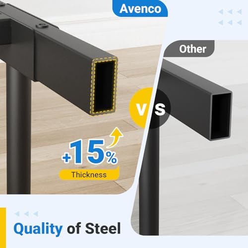 Avenco Metal Platform Bed Frame Twin Size with Classical Headboard and Footboard, 14 Inch, Under Bed Storage, Strong Metal Slats Support, Mattress Foundation, No Box Spring Needed