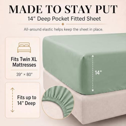 CozyLux Twin XL Comforter Sage Green, 5 Pieces Bed in a Bag