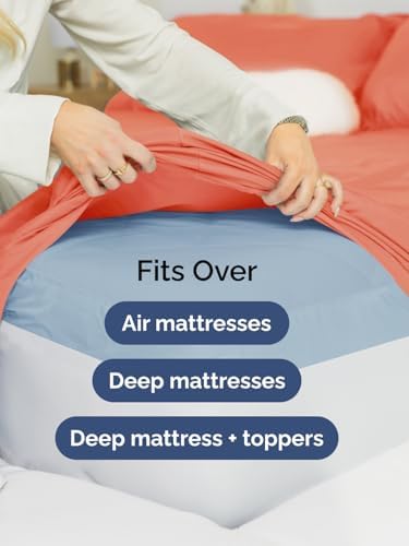 Extra Deep Full Sheet Set - 4 Piece Breathable & Cooling Bed Sheets - Coral