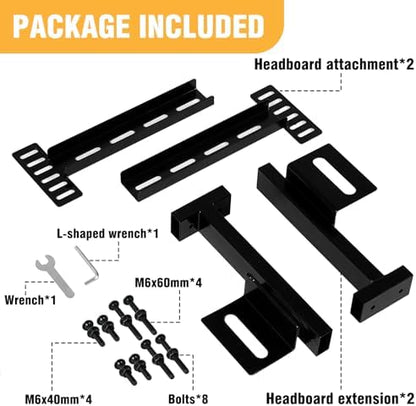 Headboard Brackets for Bed Frame, Adjustable Brackets for Headboard, Universal with Footboard Extension Kit, Fit for Queen King Full Size Headboards, Easy Installation, Set of 2