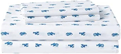 Nautica - Twin Sheet Set, Crisp & Tailored Cooling Sheets with a Smooth Cotton Percale Lightweight Feel - Bed Sheets with Matching Pillowcase & Fitted Sheet (Cloyster Blue)