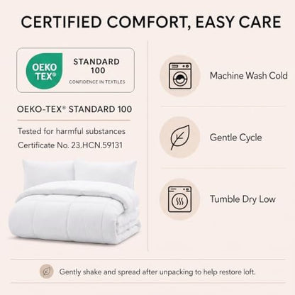 CozyLux King Size Comforter Set White - 7 Pieces Bed in a Bag