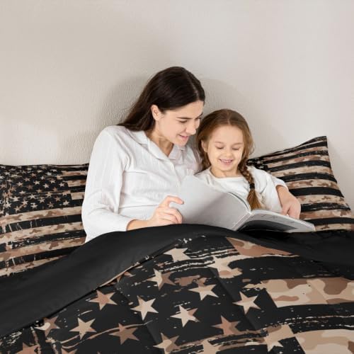 Feelyou American Flag Camouflage Comforter Set King Bedding Set for Boys