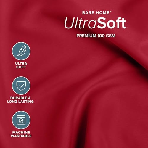 Bare Home Bed-in-A-Bag 7 Piece Comforter & Sheet Set - California King - Goose Down Alternative - Ultra-Soft 1800 Premium Bed Set (Cal King, Red/Red)
