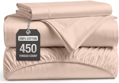 450TC 100% Cotton Twin Bed Sheets - Silky Smooth Sateen Weave, Sepia Rose