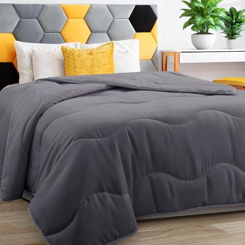 MEELUS Lightweight Comforter Cooling Grey, All Season Duvet Insert