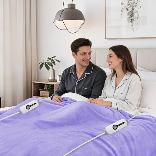 Electric Heated Blanket 84"x90" Queen Size, Light Purple