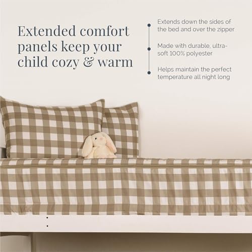 Beddy's Tan Checkered All-in-One Zipper Bedding Set for Kids/Teens - Full