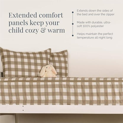 Beddy's Tan Checkered All-in-One Zipper Bedding Set for Kids/Teens - Full