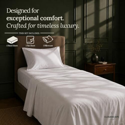 Cloud Scape Millennium Series White 100% Egyptian Cotton Sheet Twin Size
