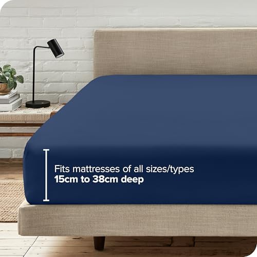Bare Home King Fitted Sheet - 1800 Ultra-Soft (King, Dark Blue)