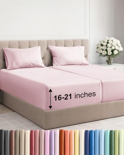 Extra Deep Split King Sheet Set - Breathable & Cooling - Lavender Pink