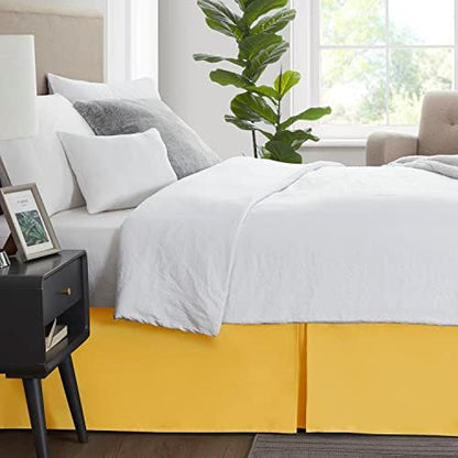 Nestl Yellow Twin XL Bed Skirt - Twin XL Size Bed Skirt 14 Inch Drop - Brushed Microfiber Bed Skirts - Hotel Quality Pleated Bed Skirt - Shrinkage & Fade Resistant