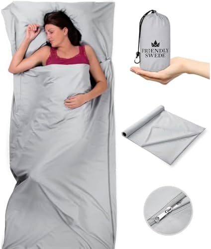 The Friendly Swede Sleeping Bag Liner, Adult Sleep Sack for Hotels, 3 Sizes