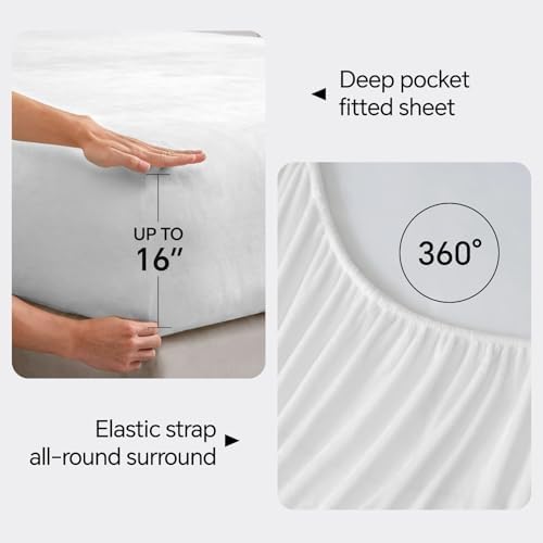 BEDELITE Flannel Sheets Twin Size, Bright White, 3 Pieces