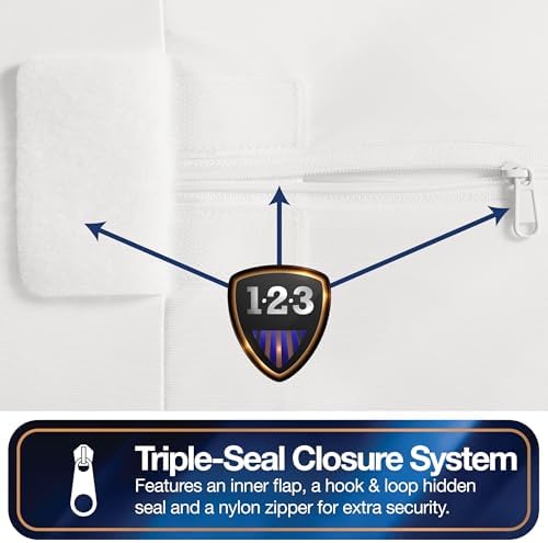 All-in-One Mattress Protector, Zippered Encasement, Water & Stain Resistant, Triple Seal Protection, California King, White