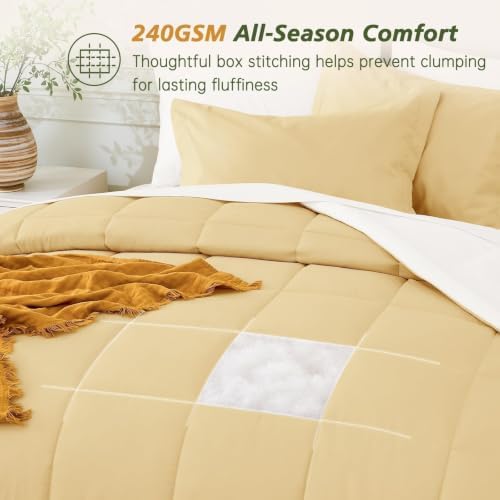 California King Comforter Set, Yellow Bed in a Bag, Bedding Set with sheets
