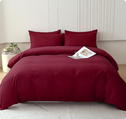 Houseri Burgundy Comforter Set - Twin Size Wine Red Bedding Comforter Set for Toddler Girls & Boys - Soft Quilt Blanket - Noble Bordeaux Red