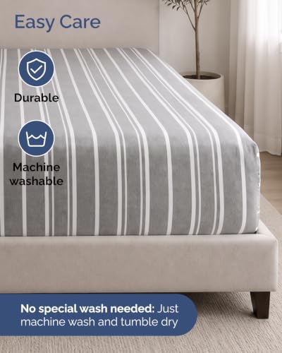 CGK Linens 2 Pack Extra Deep Queen Fitted Sheets - Grey Stripes