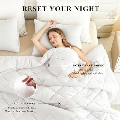 Alaskan King Comforter, Extra Large King Size Comforter Oversized, All Season Soft Lightweight Quilt Down Alternative Duvet Insert with 8 Corner Tabs(132x120, White)